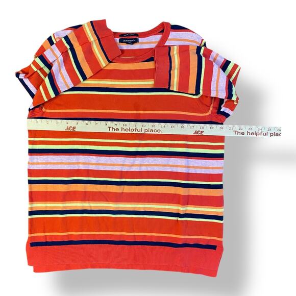 Lands End Striped Supima Cotton Sweater Womens Size LP Red Indie Fall - Picture 4 of 8